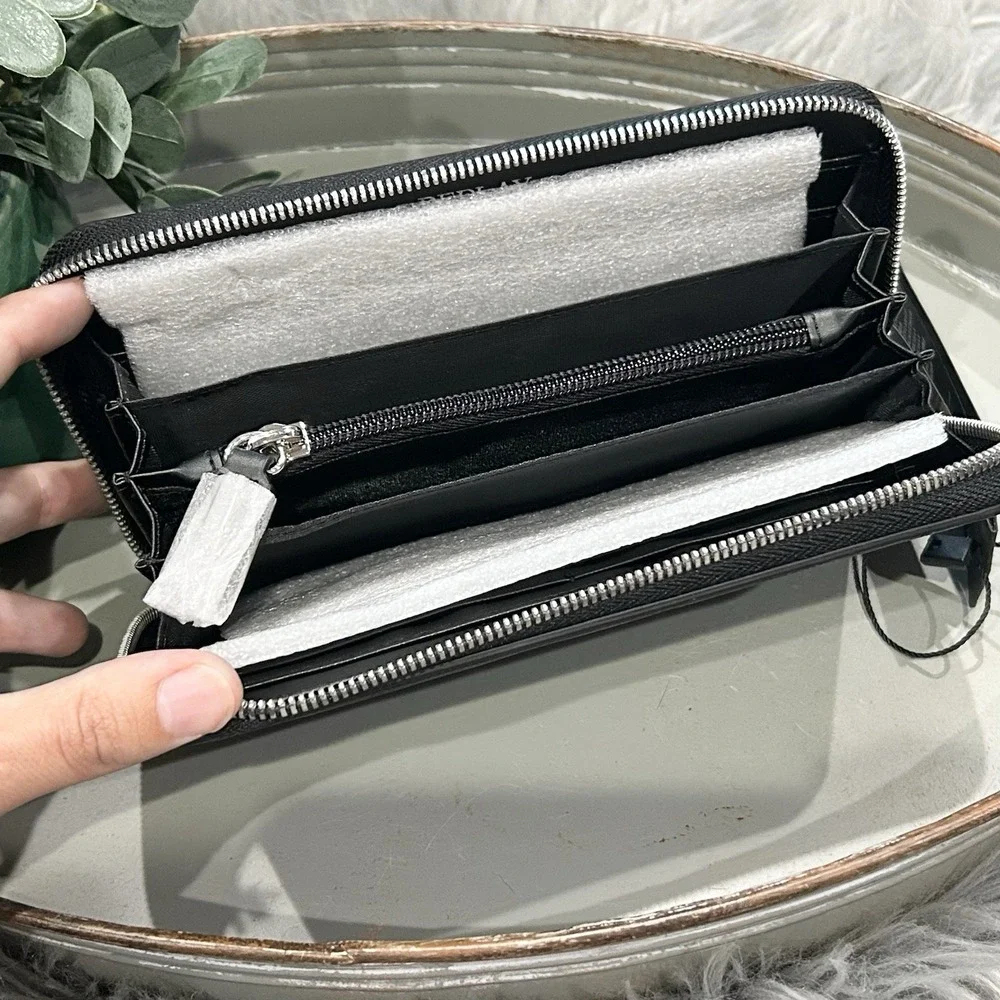 REPLAY Accessories Wallet Black Zip Around Clutch Purse New‎